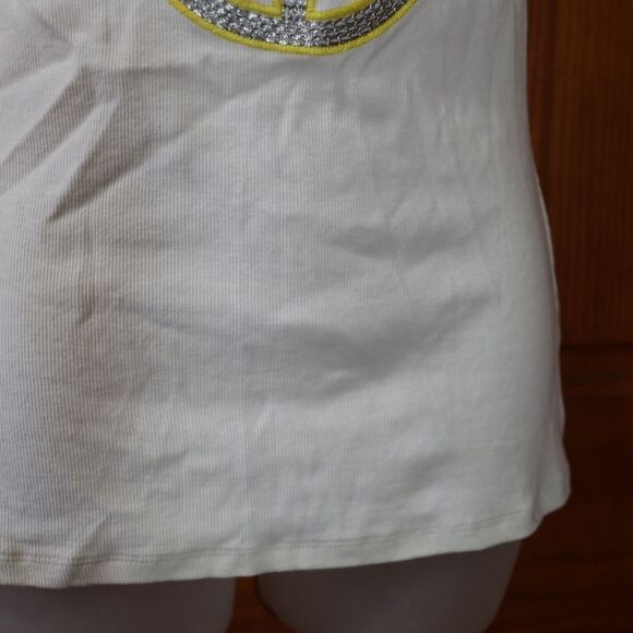 INC International Concepts Vintage 90s Peace Sign Embroidered Tank Top White LG - Picture 7 of 10